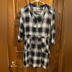 Plaid Navy and White Tunic Dress